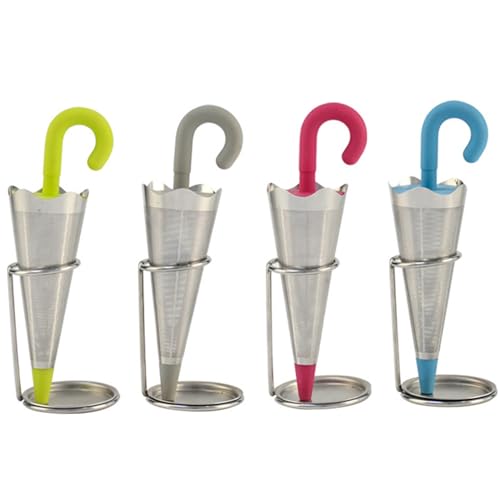 Faultiertee -Infuser, Regenschirm Tee Infuser 4pcs wiederverwendbares süßes Diffusor mit Tropfschale Edelstahl feines Netz locker mit Silikondeckel für Tassen Tassen Teekannen, Diffusor von UWEOTYYY