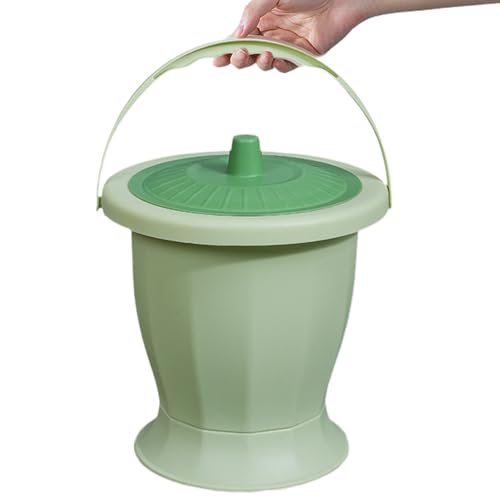 Kammer-Topf mit Deckel und Griff mit Hochleistungsbettwanne nicht rutscher pp Urinalflasche mit abnehmbarer Basis waschbarer wiederverwendbarer tragbarer Toilette für Kinder Erwachsene, hellgrün + du von UWEOTYYY
