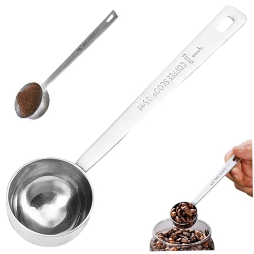 Messung von Scoop, Kaffee Messung von 15 ml Edelstahlkaffee mit Hängenden Loch & klare Skala 6 Zoll langes Handheld für gemahlene, pulver, loser Tee Messung von Scoop, Kaffee Messung von 15 ml Edelstahlkaffee mit Hängenden Loch & klare Skala 6 Zoll langes Handheld für gemahlene, pulver, loser Tee von UWEOTYYY