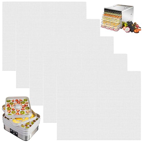 Silikon-Dehydrator-Blätter 5pcs 12 x 16 Zoll Easy Cut Nicht-Stick-Dehydrator-Blätter Futterqualität Waschbar wiederverwendbare Silikonmatten für Obst, Blume, Gemüse, Matten von UWEOTYYY