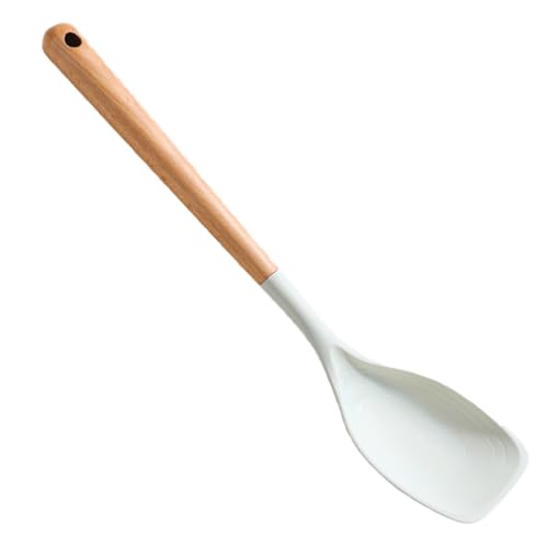 Spatel Löffel, Silikonlöffel zum Kochen, 2-in-1-Multifunktions-Spatellöffel mit Holzgriff hitzebeständige Kochutensilien für Küche, Weiß, Mischlöffel Spatel Löffel, Silikonlöffel zum Kochen, 2-in-1-Multifunktions-Spatellöffel mit Holzgriff hitzebeständige Kochutensilien für Küche, Weiß, Mischlöffel von UWEOTYYY