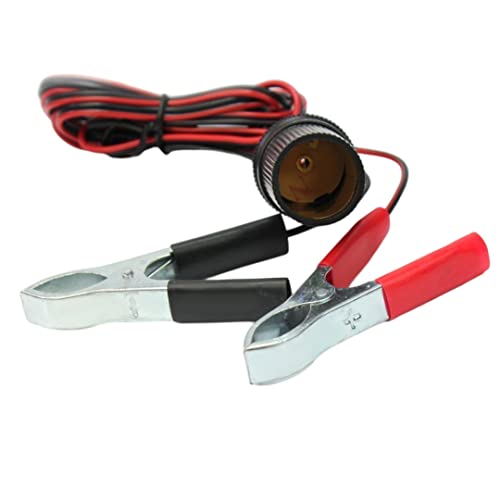UWEOTYYY 150 cm 12-V-Batterieklemme Clip-On-Auto Zigarette Hellere Buchse Weibliche Adapter, Zigaretten-Splitter-Stecker-Verlängerungskabel mit Batterie-Alligator-Klemmen (Clips) Autosclips von UWEOTYYY