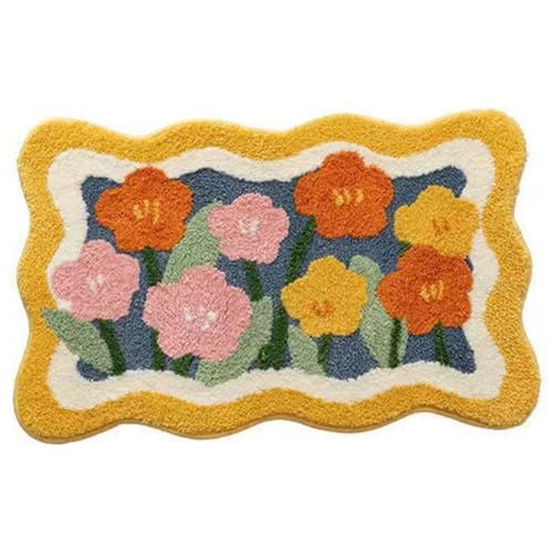 UWEOTYYY Blumenbad Matte, Badezimmermatte 15.8x23.6 '' Imitation Wolle Polyester Floralbad mit rutschfestem Hintergrundmaschinen Waschbare Absorptionblüte für Innenräume, Blume UWEOTYYY Blumenbad Matte, Badezimmermatte 15.8x23.6 '' Imitation Wolle Polyester Floralbad mit rutschfestem Hintergrundmaschinen Waschbare Absorptionblüte für Innenräume, Blume von UWEOTYYY