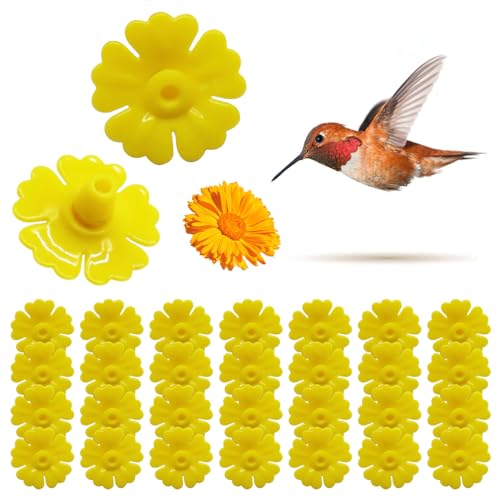 UWEOTYYY Hummingbird Feeder Parts 30PCS 1.2in Polygonal Hummingbird Feeder Replacement Flowers Plastic Waterproof Bee Guards for Feeders Yellow Replacement Flowers von UWEOTYYY