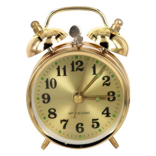 UWEOTYYY Mechanische Uhr Stille Vintage Gold Wind Up Analog mechanischer Wecker mit Batterie-freier wasserdichtes PVC & ABS-Alarm für Wohnzimmer, Schlafzimmer, Analog UWEOTYYY Mechanische Uhr Stille Vintage Gold Wind Up Analog mechanischer Wecker mit Batterie-freier wasserdichtes PVC & ABS-Alarm für Wohnzimmer, Schlafzimmer, Analog von UWEOTYYY