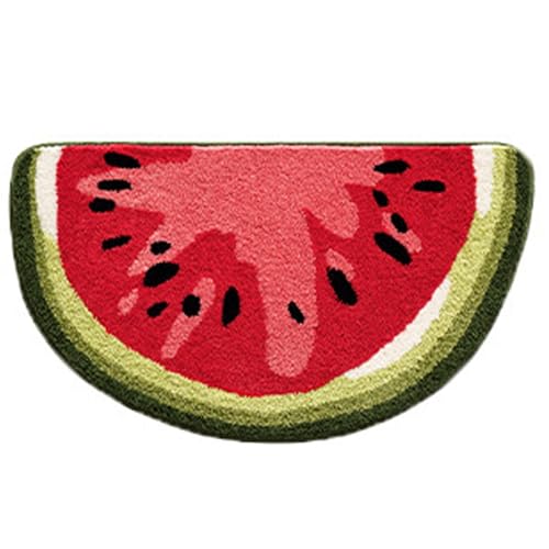 UWEOTYYY Obstbad Matte, Wassermelonenteppich, 18x31, 5 Zoll halbe runde Wassermelonenmatte, weiches Wasser-Absorptions-Obstbad, Rutschteppich für Badezimmerküche, Sommerspürt von UWEOTYYY