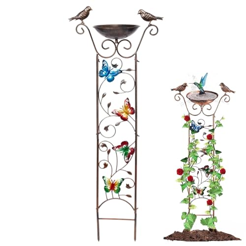 UWEOTYYY Vogelwasserspender, Vogelbad mit Gartenschlangen 2-in-1 Metallwasserfutter mit Schmetterling abnehmbar freistehender Spender Retro-Stehfutter für Garten Schmetterling UWEOTYYY Vogelwasserspender, Vogelbad mit Gartenschlangen 2-in-1 Metallwasserfutter mit Schmetterling abnehmbar freistehender Spender Retro-Stehfutter für Garten Schmetterling von UWEOTYYY