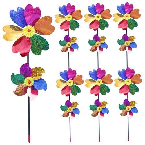 UWEOTYYY Windmühle für Garten, Funkelnde Regenbogennadelwheel, 10pcs reflektierender Windspinner, Doppelschichtgarten Windmühle mit Pfähle, Schreckensvögel Weg Pinwheels für Kinder UWEOTYYY Windmühle für Garten, Funkelnde Regenbogennadelwheel, 10pcs reflektierender Windspinner, Doppelschichtgarten Windmühle mit Pfähle, Schreckensvögel Weg Pinwheels für Kinder von UWEOTYYY