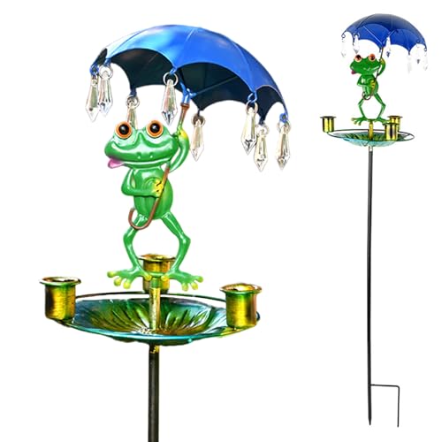 Vogelhilfestangen, Froschvogelfutterhäuschen, wasserdichte niedliche Cartoon -Frosch mit Regenschirm -Feeder für Natur, dekorativ von UWEOTYYY