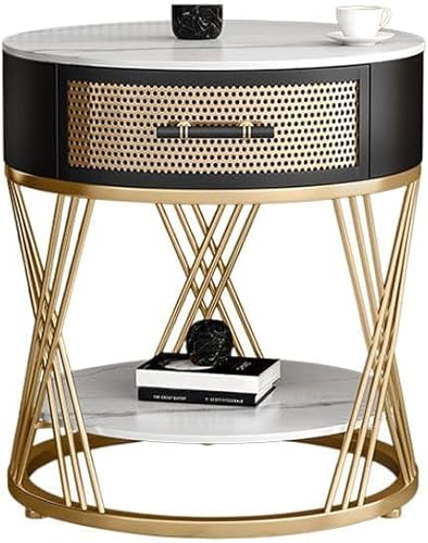 UWEREBFM Beistelltisch Nachtkommode Schmal Modern Nachttisch mit Schublade Rund Nachttisch 2er Set Schwarz Metallrahmen Nachttisch Steinplatte Steinplatte Top End UWEREBFM Beistelltisch Nachtkommode Schmal Modern Nachttisch mit Schublade Rund Nachttisch 2er Set Schwarz Metallrahmen Nachttisch Steinplatte Steinplatte Top End von UWEREBFM