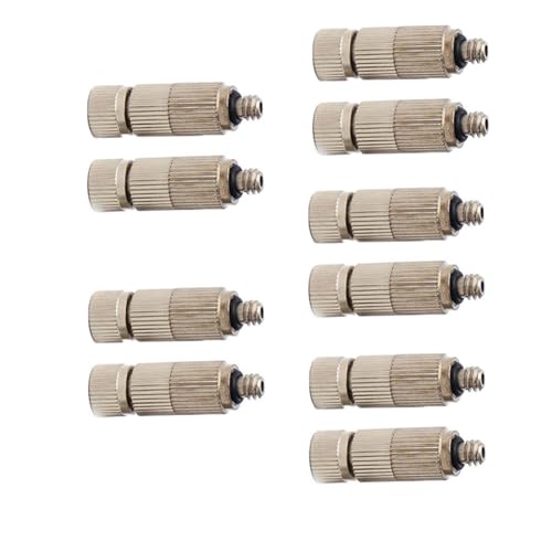 UWFKFGBJL Hochdruck-Nebeldüsen für Outdoor-Kühlsysteme Outdoor-Kühldüsen, UNC 10/24 Nebeldüsen, Silber, 50 Stück 0,3mm Öffnungsdurchmesser Messing vernickelt 3 Abschnitte von UWFKFGBJL