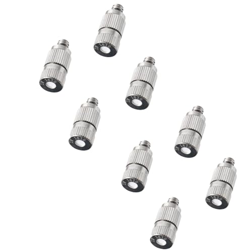 UWFKFGBJL Hochdruck-Nebeldüsen für Outdoor-Kühlsysteme Outdoor-Kühldüsen, UNC 10/24 Nebeldüsen, Silber, 50 Stück 0,5 mm Öffnungsdurchmesser Edelstahl 2 Abschnitte von UWFKFGBJL