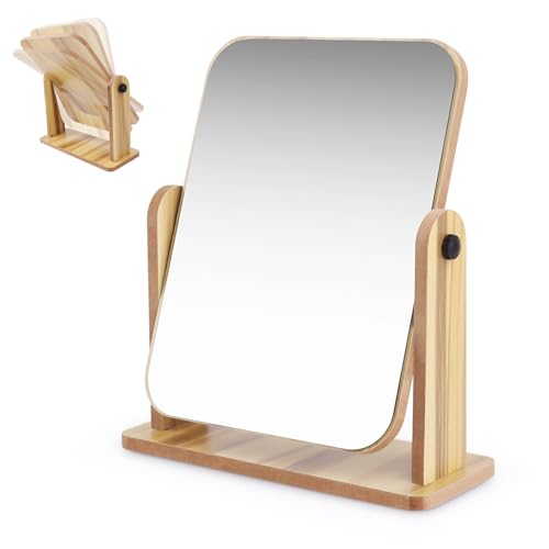 Stehend Holz Makeup Spiegel Kosmetikspiegel Stehend Holz Tischspiegel Stehend 360 Grad Drehbarer Tisch-Schminkspiegel mit Ständer Schmink Spiegel Tischspiegel für Schminktisch Schreibtisch Badezimmer Stehend Holz Makeup Spiegel Kosmetikspiegel Stehend Holz Tischspiegel Stehend 360 Grad Drehbarer Tisch-Schminkspiegel mit Ständer Schmink Spiegel Tischspiegel für Schminktisch Schreibtisch Badezimmer von UWOBEFO