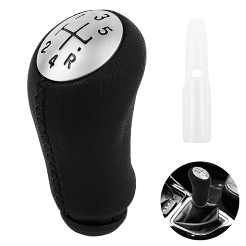 Auto Schaltknauf 5 Gang Schaltknauf Adapter, Schalthebel Auto, 5 Gang Schaltknauf Schalthebel, Kompatibel für RENAULT CLIO MK3 3 III MEGANE MK2 SCENIC MK2, Lever Gear Shifter Knob mit Adapter Schwarz von UWOBEFO