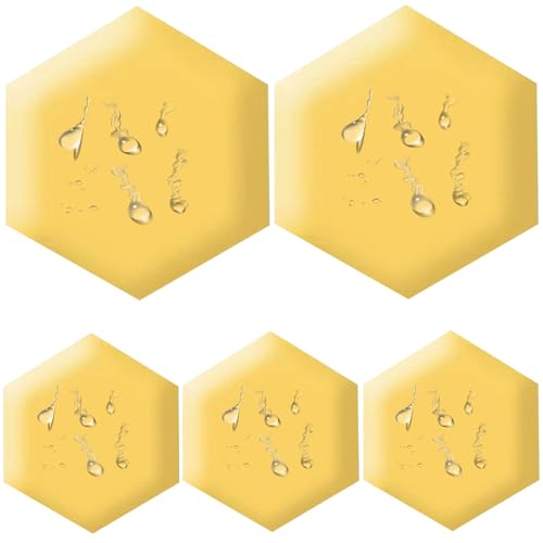 12/3/4/5/6 Stück Polsterpaneel Wand, 3D Anti-Kollisions Hexagon Selbstklebend Dekor Wandpaneele Wasserdicht Selbstklebend Kopfteil Wandkissen für Wohnzimmer，Schlafzimmer,tatami(Color13,25x28x3cm(5pcs) von UWOBTN