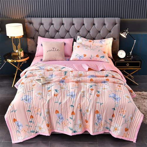 Kühle Steppdecke Sommer Sommerdecke Cooling Blanket Baumwolle sommerdecke Decke Kühldecke Weich Leichte Sommerbettdecke Wohndecke Sofadecke Reisedecke, Atmungsaktive Cooling Blanket(H,150x200cm/59x78i von UWOBTN