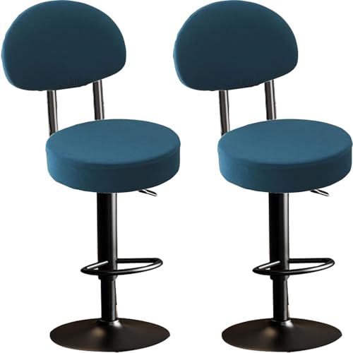 UWOBTN 1/2/4 Set Rund Barhocker-Bezug mit Lehne Stretch Barstuhlhussen Bezüge Waschbarer Drehbare Bar Stuhl-Abdeckung für Esszimmer/Bar/Counter/Café(A4,2PCS) von UWOBTN