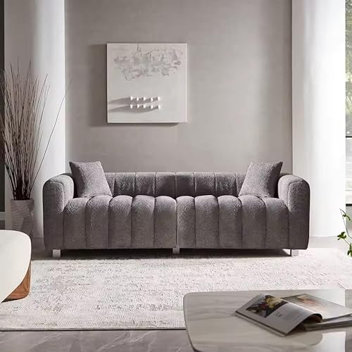 UWSKLAOJDF 222 cm 3-Sitzer-Sofa für Wohnzimmer, Mitte des Jahrhunderts, flauschige Couches mit Massivholzrahmen, 6 Beinen, für Schlafzimmer von UWSKLAOJDF