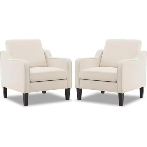 UWSKLAOJDF Accent Chairs 2er Set Bequemer Beige Sessel für Schlafzimmer Wohnzimmer Polstersofa Stuhl Lesesessel für kleine Räume von UWSKLAOJDF