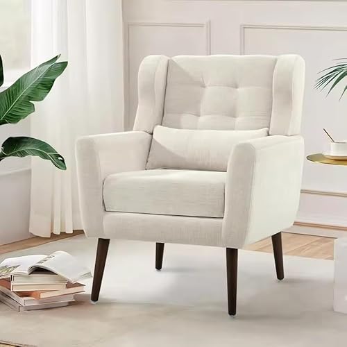 UWSKLAOJDF Akzentstuhl, gepolsterter Sessel mit Taillenkissen, Einzelsofa, Stuhl für Wohnzimmer, Schlafzimmer, kleine Räume von UWSKLAOJDF