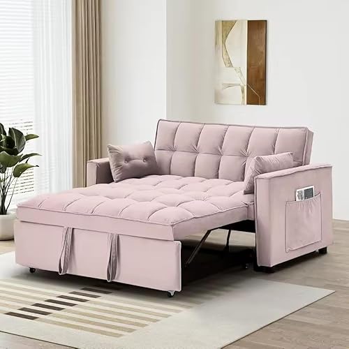 UWSKLAOJDF Ausziehbares Schlafsofa, Futoncouch, ausziehbar, Samt, kleiner Zweisitzer mit verstellbarer Rückenlehne von UWSKLAOJDF