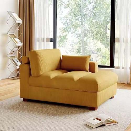 UWSKLAOJDF Chaiselongue, übergroßer Cord-Sofasessel mit linker Armlehne, Überwurfkissen für Schlafzimmer, Wohnzimmer, linker Arm von UWSKLAOJDF