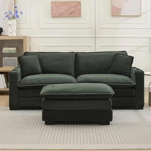 UWSKLAOJDF Corduroy Cloud Sectional Couch Modular Oversized Loveseat Sofa with Ottoman Comfy 2 Seater Love Seat von UWSKLAOJDF