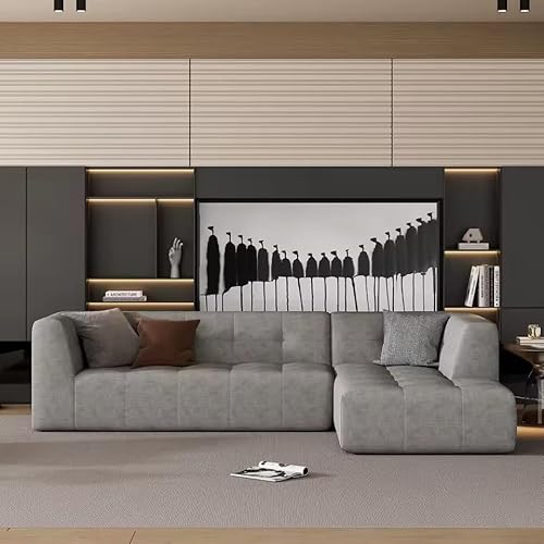 UWSKLAOJDF L-förmiges Sektionalsofa, Sektionalsofa, Couch mit 2 kostenlosen Kissen, 4-Sitzer, Polyester-Stoffcouch mit umwandelbarer Ottomane von UWSKLAOJDF