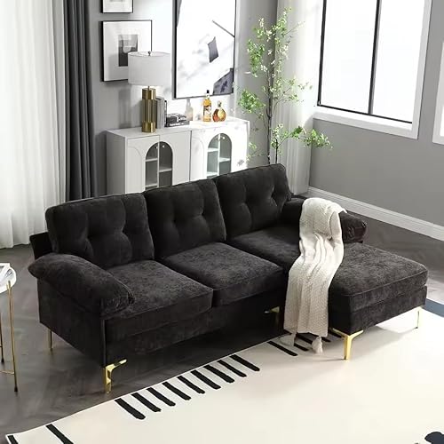 UWSKLAOJDF L-förmiges Sofa, 210,8 cm, weiches Kissen, flauschige Armlehne, Couch für Wohnung, kleiner Raum, 3-Sitzer-Sofa mit wendbarem Chaise(D) von UWSKLAOJDF