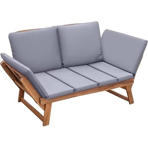 UWSKLAOJDF Outdoor Couch Holz Terrasse Couch mit verstellbaren Armlehnen Outdoor Cabrio Sofa mit abnehmbaren Kissen Kissen von UWSKLAOJDF