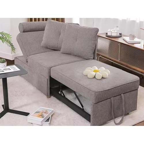 UWSKLAOJDF Schlafsofa 4-in-1 umwandelbare Couch Stoff Liebessitz Couch mit 2 Wurfkissen Einzelliege für kleinen Raum von UWSKLAOJDF