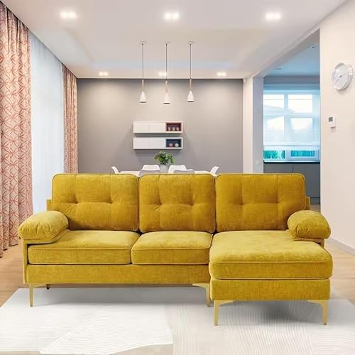 UWSKLAOJDF Sektionalsofas, Couch, Chenille-Stoff, L-förmig, 3-Sitzer, umwandelbares Sofa, Zweisitzer-Sofa mit Chaisel, kleine Sofas von UWSKLAOJDF