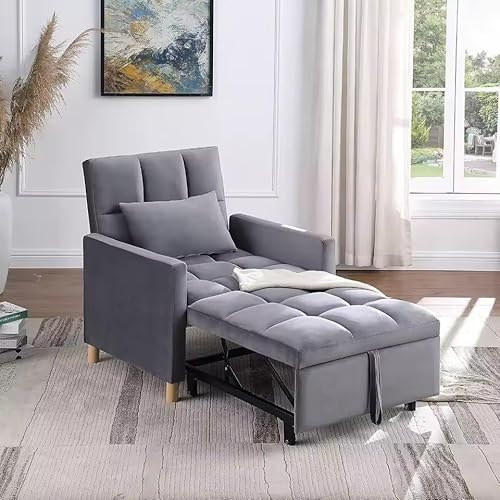 UWSKLAOJDF Sleeper Chair Bed Multifunktionaler wandelbarer Stuhl aus Samt, verstellbar, ausziehbares Schlafsofa mit Lendenwirbelsäule für Studio von UWSKLAOJDF