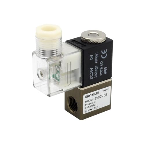 2V025-08 Normalerweise geschlossenes pneumatisches Steuerventil, 12 V, 24 V, 220 V, 1/4 Zoll BSPT, 2-Wege-Luftmagnetventil mit 2 Positionen(With 10mm Fittings,2V025-06 NC AC220V) von UWUKCJOKQ