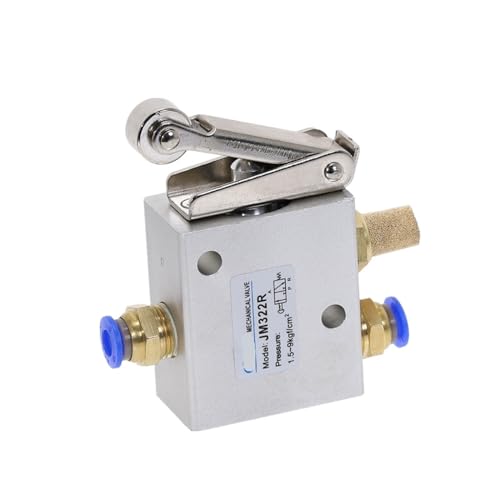 JM322R 2-Positionen-3-Wege-Innengewinde 1/4" Pneumatikventilschalter Rollenhebel Luftmechanisches Ventil mit Zubehör Schalldämpfer(6mm) von UWUKCJOKQ