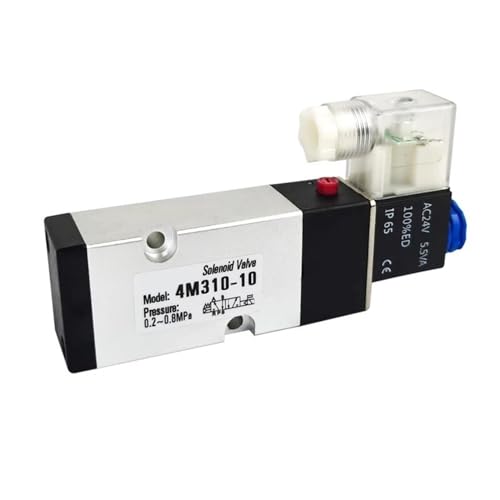 Magnetventil Luft Zwei-Positionen Fünf-Wege Elektronisch Pneumatisch 4M310-10 DC12V DC24V AC220V AC110V AC24V mit 4mm 6mm 8mm Anschlüssen(Wite-12mm-fittings,Schwarz) von UWUKCJOKQ
