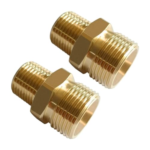 UWYRKSW 2 Stück Messing-Unterlegscheiben-Adapter, Metrischer Sechskant-Adapter M22-14 mm Außengewinde X 3/8 NPT Außengewinde von UWYRKSW