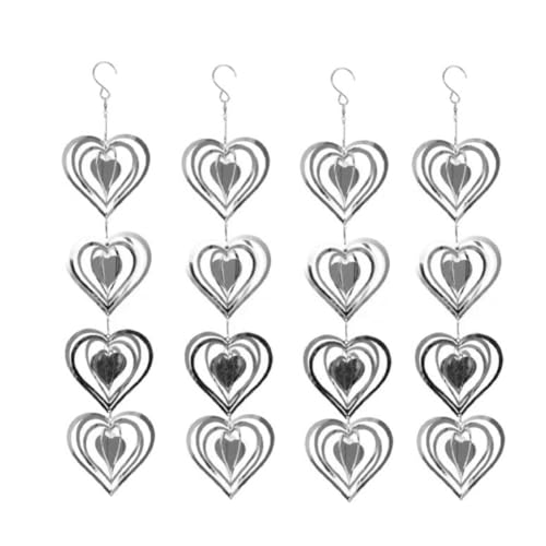 UWYRKSW 4 X Reflektierende Doppelseitige Vogelreflektoren in Herzform, Glitzerndes Aus Metall für Drinnen und Draußen, Gartendekoration von UWYRKSW