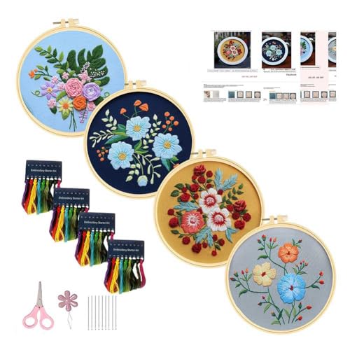 UWYRKSW 4er-Pack Sticksets für Erwachsene, Handstickset für Anfänger mit Mustern (-A) von UWYRKSW