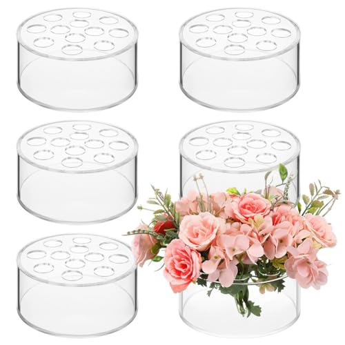 UWYRKSW 6 Stück Acryl-Blumen-Mittelstück für Esstischdekorationen, Hochzeit, Runde Blumenvase, 12 Löcher, Mittelstück- von UWYRKSW