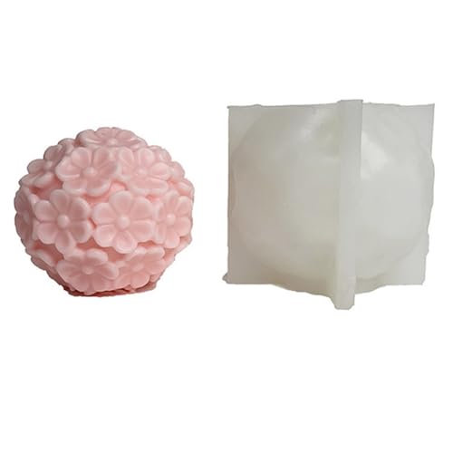 UWYRKSW Blumenkugel-Duftkerzen-Silikonform, Sechsblättrige, DIY-Kerze, Gipsornament, Blumenkugelform von UWYRKSW