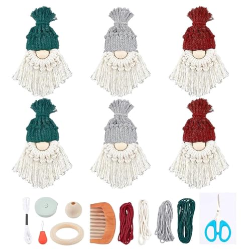 UWYRKSW DIY-Makramee-Weihnachtsschmuck, 6er-Set, DIY-Makramee-Weihnachtsmakramee für Weihnachtsdekoration, Handgefertigtes Makramee-Set, Einfach zu Bedienen von UWYRKSW