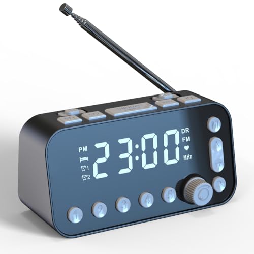 UWYRKSW Digitaler Fürs Bett, Doppelwecker, Tischuhr, Zeitschaltuhr, LED-Uhr mit Dual-USB-/FM-Radio, Heimdekoration von UWYRKSW
