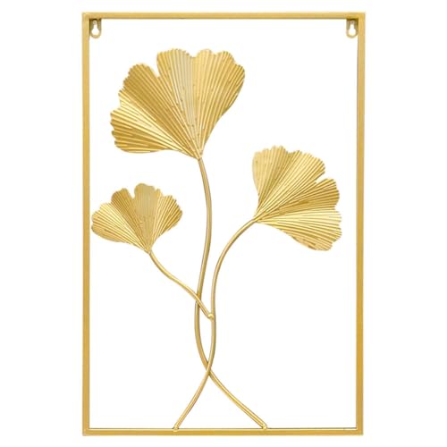 UWYRKSW Nordisches Metallblatt, Wandbehang, Pflanze, Wandanhänger, Wandgemälde, Schlafzimmer, Wohnzimmer, Heimdekoration, 40 X 60 cm, Ginkgoblatt-Wanddekoration von UWYRKSW