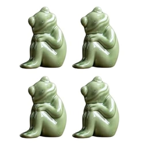 UWYRKSW -Ornamente, Kleiner Keramikfrosch, Dekorative Teetisch- und Schreibtischdekoration, 4 Stück B von UWYRKSW