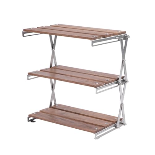 UWYRKSW Outdoor Camping Rack Tragbarer 3-Stufiger Rack Leicht zu Tragen Faltbarer Picknick Camping Klappbarer Tisch, Einfach zu Bedienen Langlebig Feine Verarbeitung von UWYRKSW