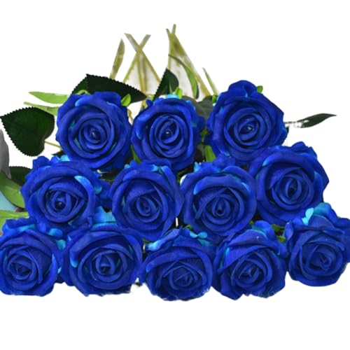 UWYRKSW Samtrose Hochzeit Wohnzimmer Ornamente Kunstblumen Heimdekoration Simulation Blumenstrauß Blau von UWYRKSW