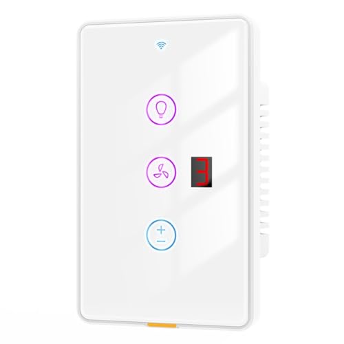 UWYRKSW Tuya Smart WiFi Ventilator Lichtschalter Touch Wandpanel Sprach-Timer-Steuerung APP-Fernbedienung Funktioniert für Home Langlebig A von UWYRKSW