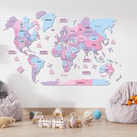 3D Weltkarte Dekor | Holz Wandkarte Große Karte Für Wand Großes Reisedekor Reise Aus von UWoodLoveItStore