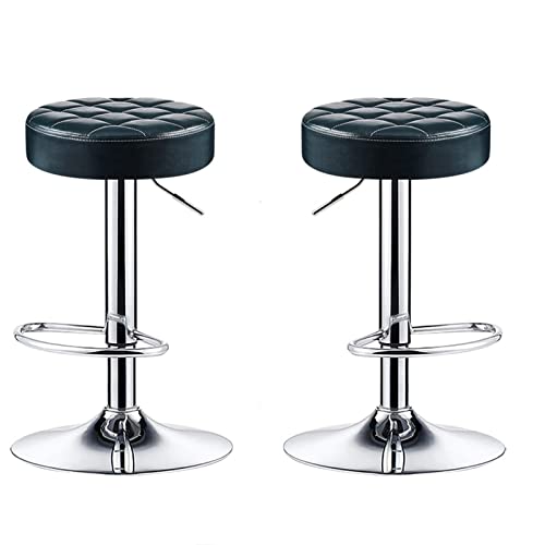 Set mit 2 Barhockern – verstellbare Höhe 60–80 cm, Frühstückshocker, Metall-Thekenhocker mit Lederschwammkissen und galvanisiertem Sockel, mehrere Farben, unterstützt Anpassung (Farbe: Rot) (Blau) von UXHRILSV